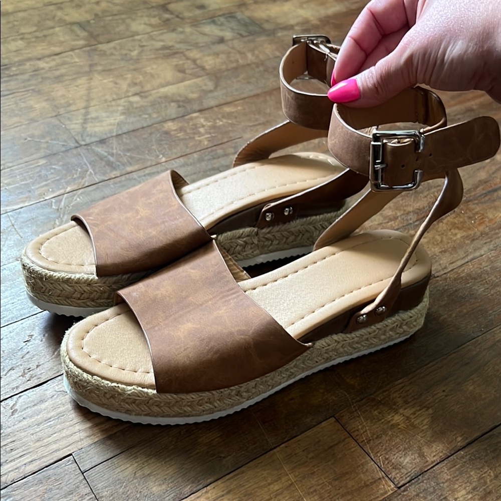 Brown Espadrille Platform Sandals